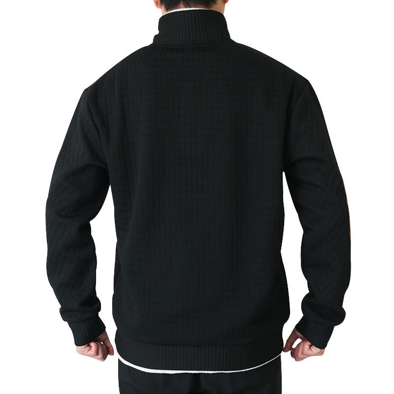 New Versatile Daily Business Spring And Autumn Men'S Men'S Standing Collar Long Sleeved Casual Outdoor Hoodie Jacquard Knitted Sweater