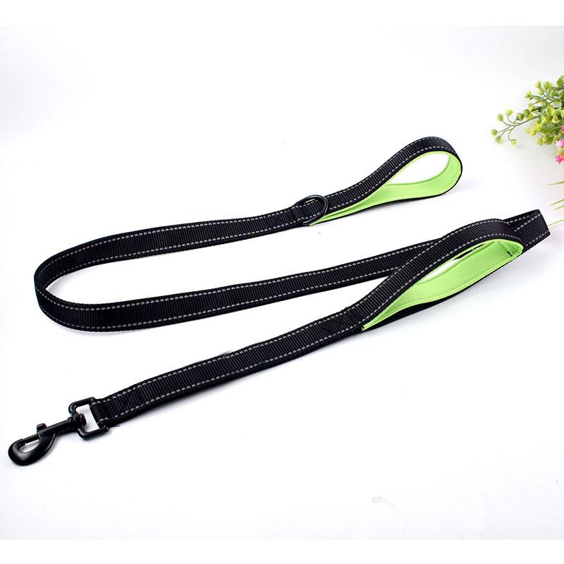 Dog Leash Dual Handle Hands Free Running Leash Shock Absorbing Extendible Bungee Reflective Stitching Adjustable Waist Belt
