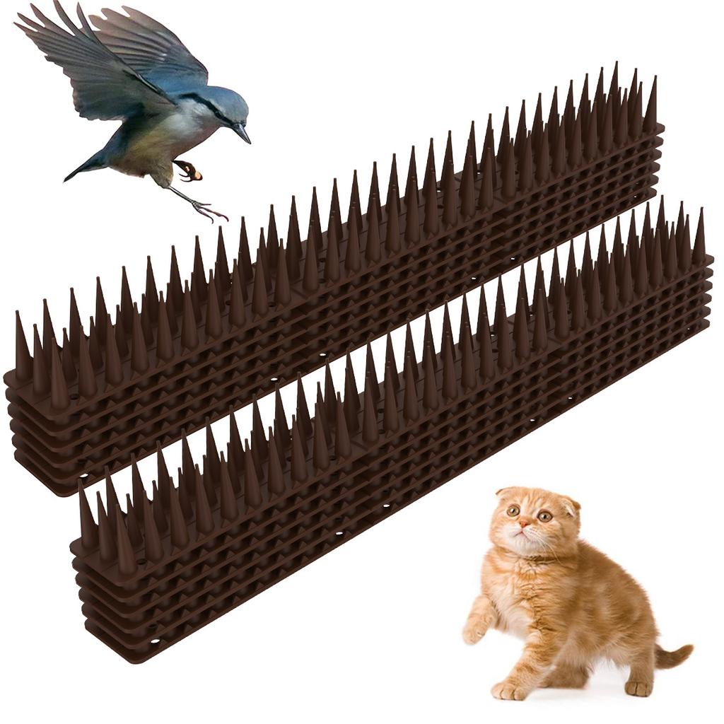 12Pcs Spikes Repeller Cat Mat Bird Repellent Anti Pigeon Deterrent Plastic for Garden Fence Roof Birds Squirrel Spikes