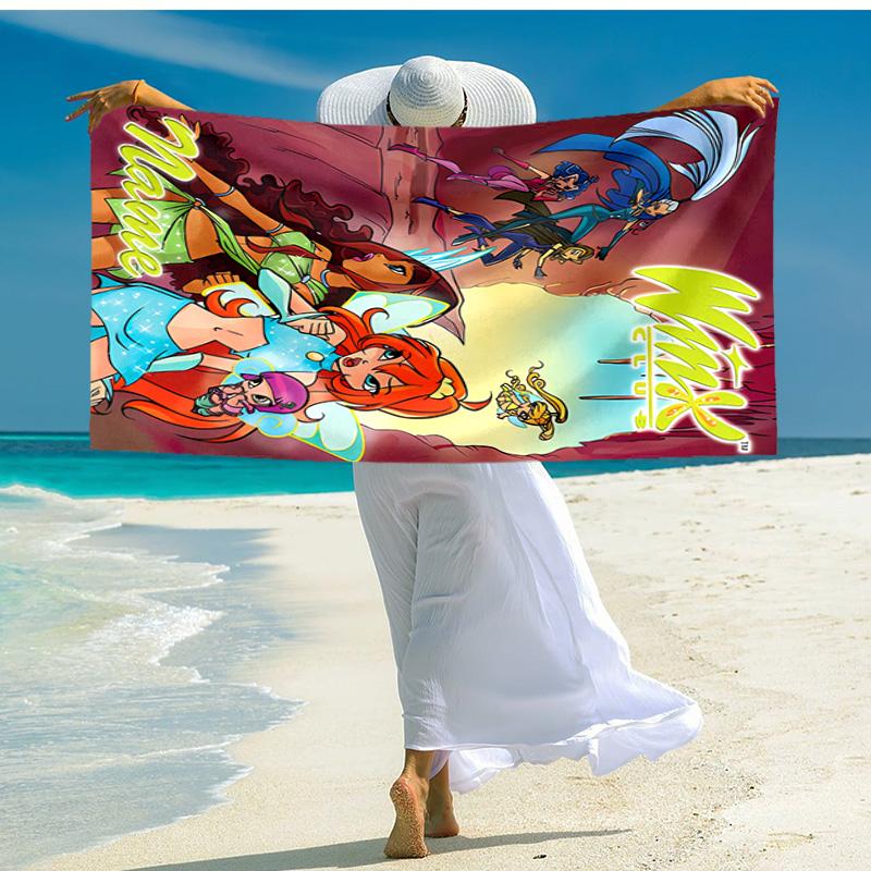 Personalized customized proof beach towel with Winx Club pattern - soft, absorbent,quick-drying,perfect swimming,camping&bathing
