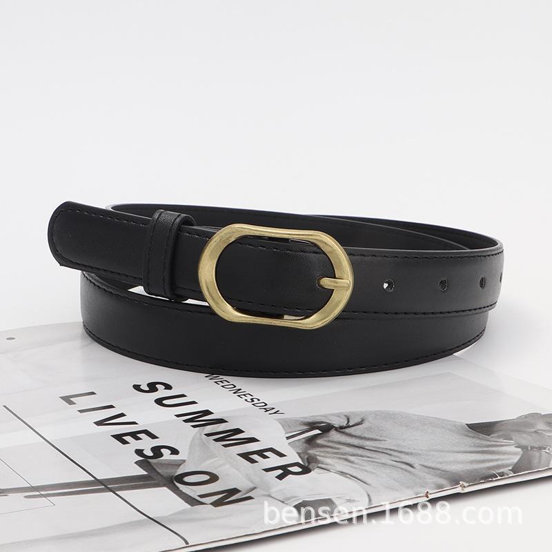 

Vintage Leather Belt Women Versatile Decorative Waistband Casual Strap Jeans чёрный