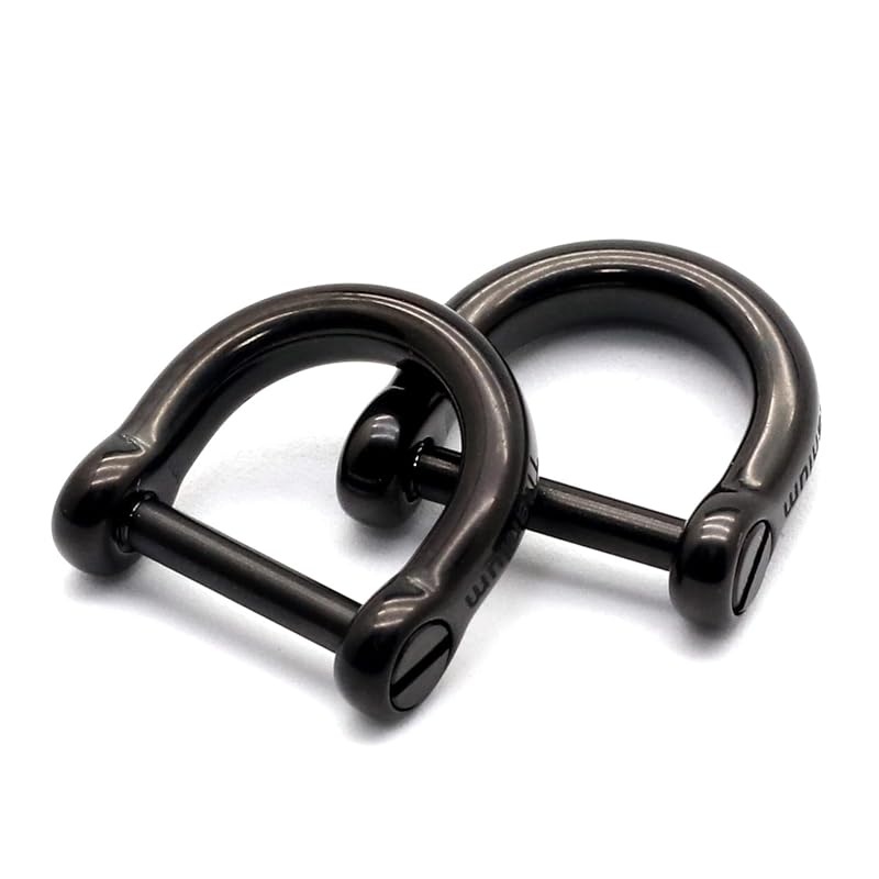 

[TUNUKE] D-ring titanium small size mini screw type with screwdriver key ring key ring carabiner key car (Glossy black x2)