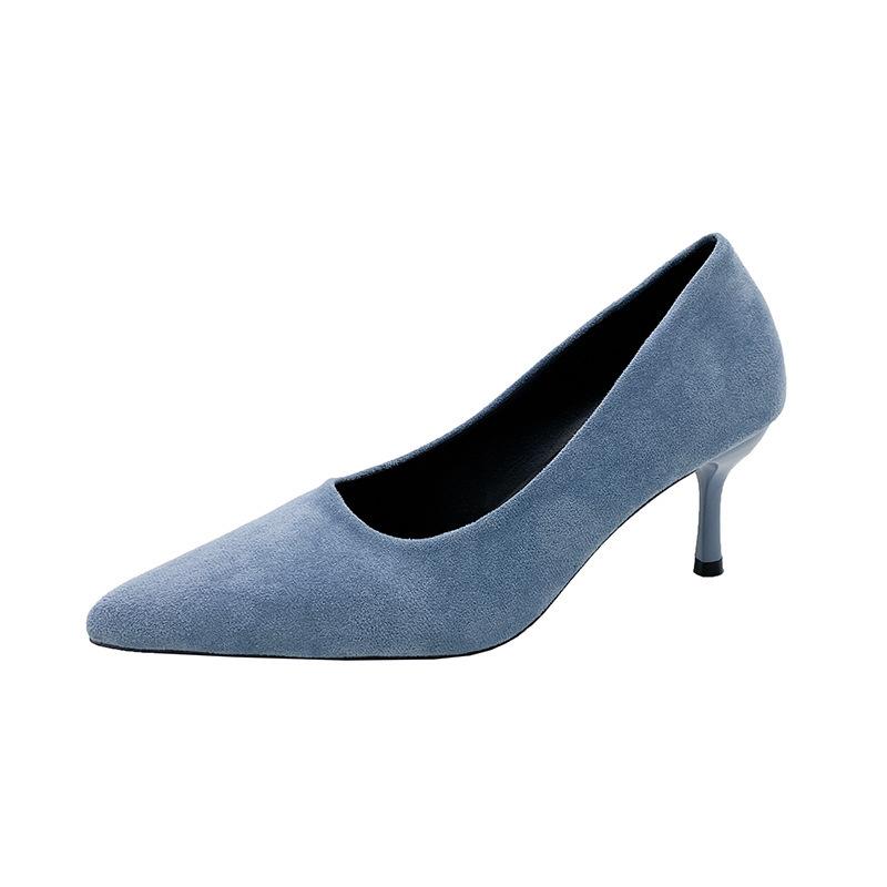 Work Women's Shoes 2025 Pointed Women's Single Shoes New Suede Light Mouth Fashion High Heels Stiletto Fabric