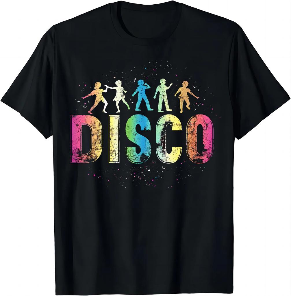 Retro Disco Vibes Colorful Nightlife Vintage T-Shirt Short Sleeve Shirts Y2k Men Clothing  Harajuku Streetwear Graphic T Shirts