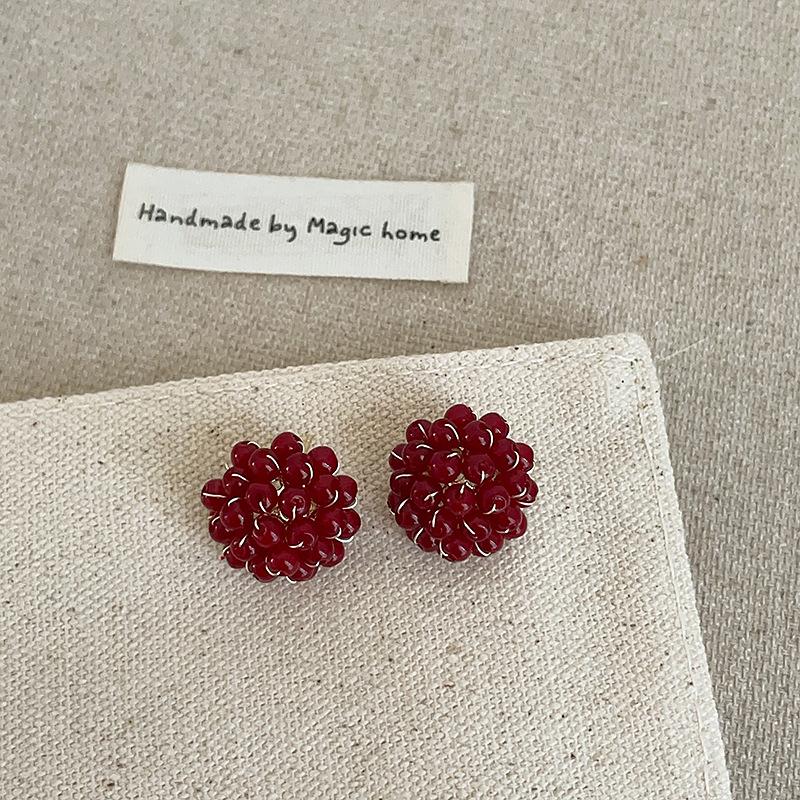 Серьги-гвоздики Niche Design Sense с бусинами и шариками, женские, французские, ретро, нежные, модные, темпераментные, элегантные, универсальные серьги