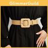 Cinturón de Cintura Tejido para Vestidos Casuales de Mujer con Decoración de Hebilla Circular de Diseño Minimalista