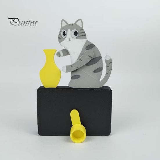 Animal Fridge Magnet Cat Pushing Vase Refrigerator Magnet, 3D Printed Whiskers Holder Pet Memorial Keepsake Decoration, Gift for Cats Lovers