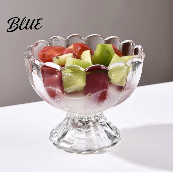 European Style Glassware Glass Dessert Bowl, Footed Ice Cream Cup, Small Vintage Pudding Dish Parfait Cup for Sundae, Fruit, Pudding, Condiment,