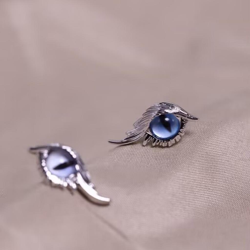 2Pcs Simple Angel Feather- Wings Cat Eye Earrings Female Ins Popular All-match Hip-hop Street Earrings for Birthday Gift