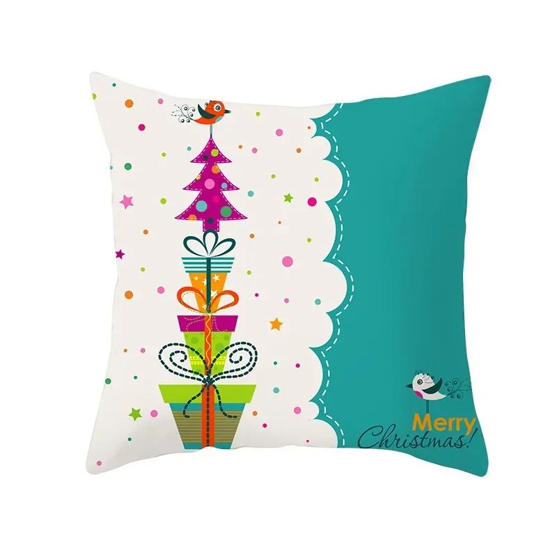 Polyester Fiber Green Series Christmas 2024 Pillow Cover Sofa Cushion Home Decorative Pillows Cover
