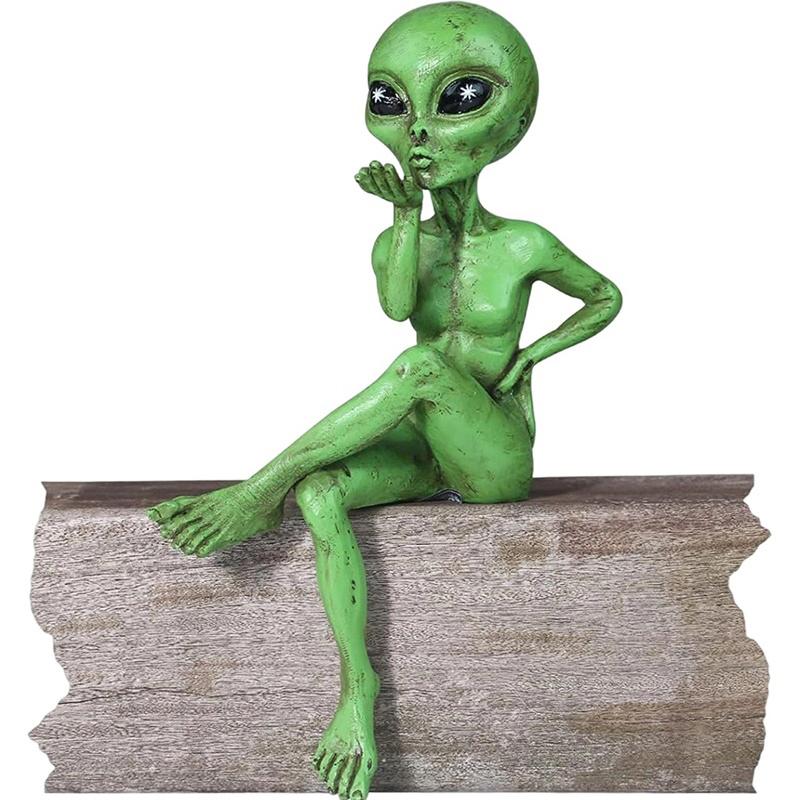 Alien Resin Statue Ornament Alien Garden Sculptures & Statues Yard Best Art Decor For Indoor Outdoor Home Or Office Collectible