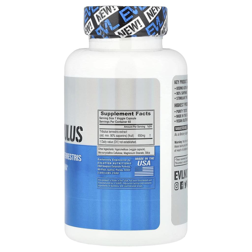 100% Tribulus, 650Mg, 60 Veggie Capsules