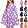 Girls' Summer Princess Dress Halloween Day- Long Sleeve A-Line T-Shirt Dress