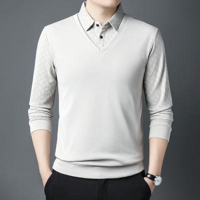 Preppy Style Button Long Sleeve Turn-down Collar Spring Autumn Plaid Printing Pullover Men's Clothing Button Formal T-shirt Tops