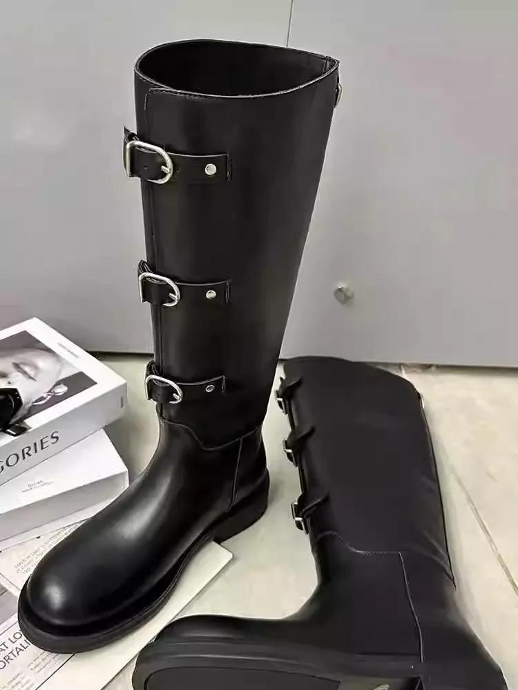 Fashion NEW Retro Style Knee High Boots Women Fashion Ladies Slip On Knight Long Boots Autumn Winter Women's Footwear