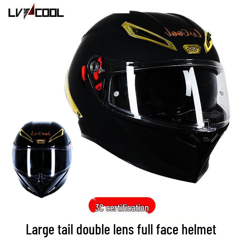 Unisex Carbon Fiber Full-Face Motorcycle Helmet with Bluetooth & Anti-Fog, 3C Certified for All Seasons