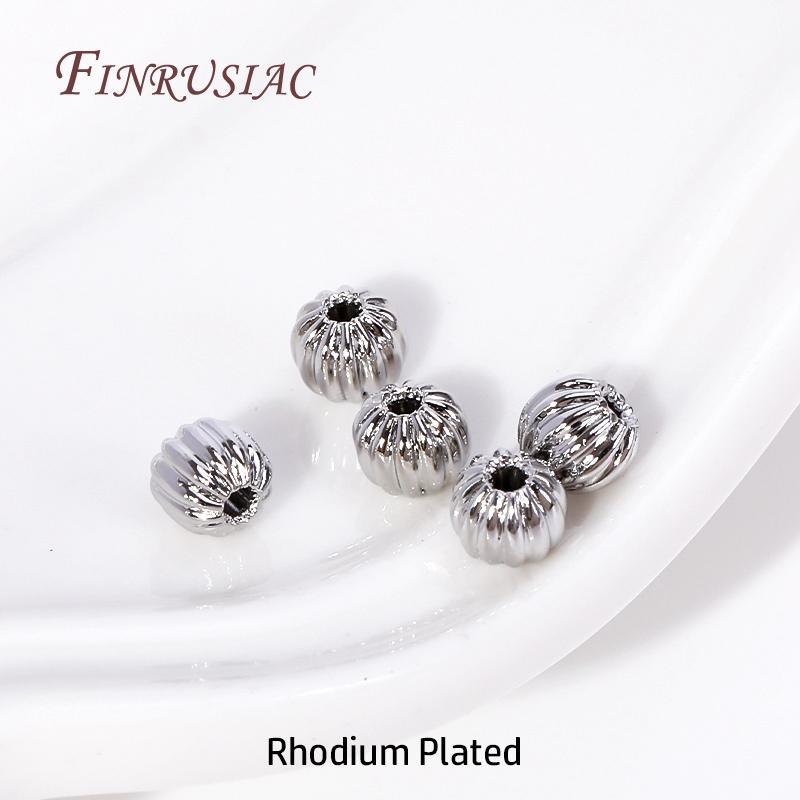 3mm/4mm 18K Gold Plated Corrugated Round Beads Brass Metal Separators Beads Bracelet Beads For DIY Beading Jewelry Accessories