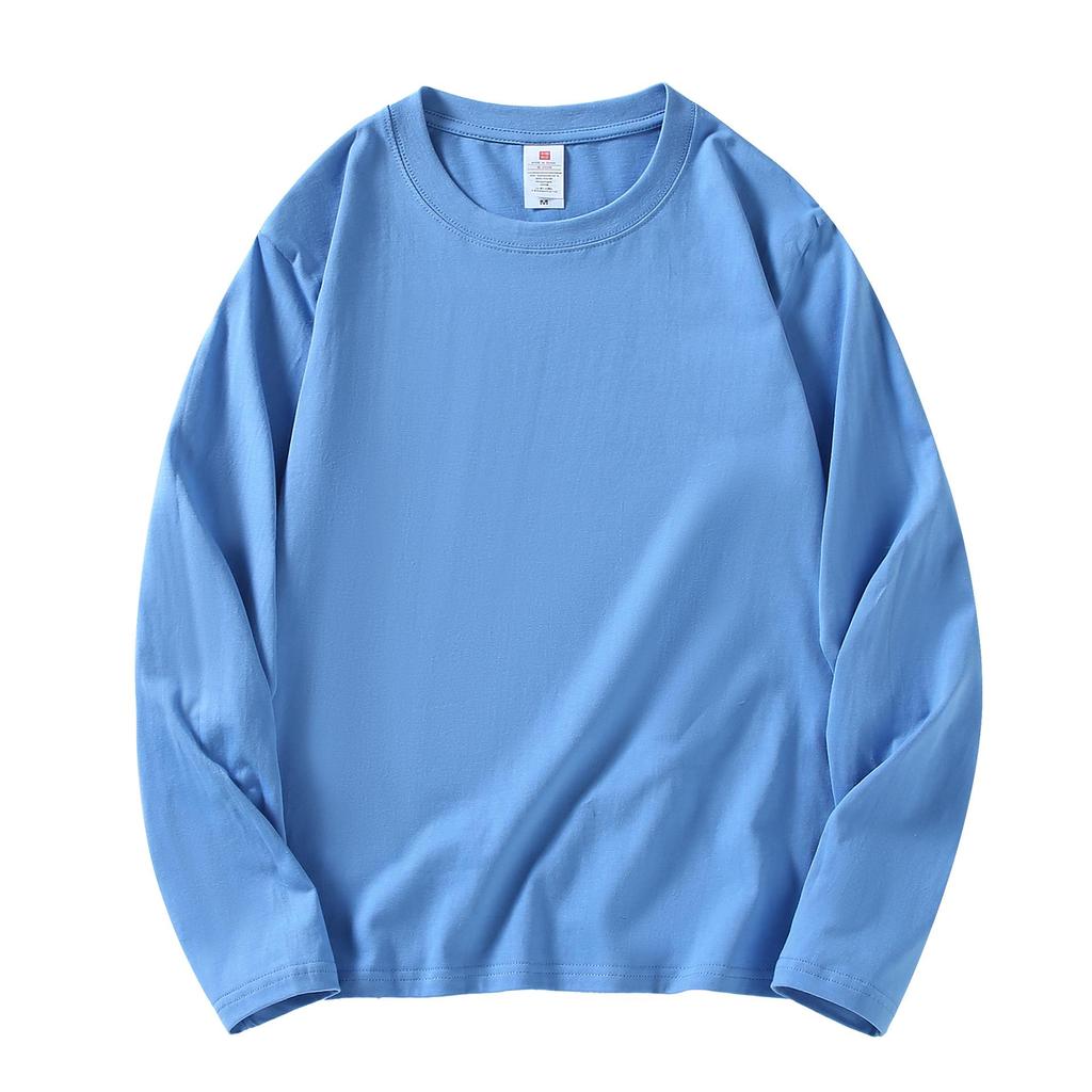 220g Heavyweight Pure Cotton Unisex Long Sleeve T-shirt - Loose Fit Solid Color Casual Sweatshirt