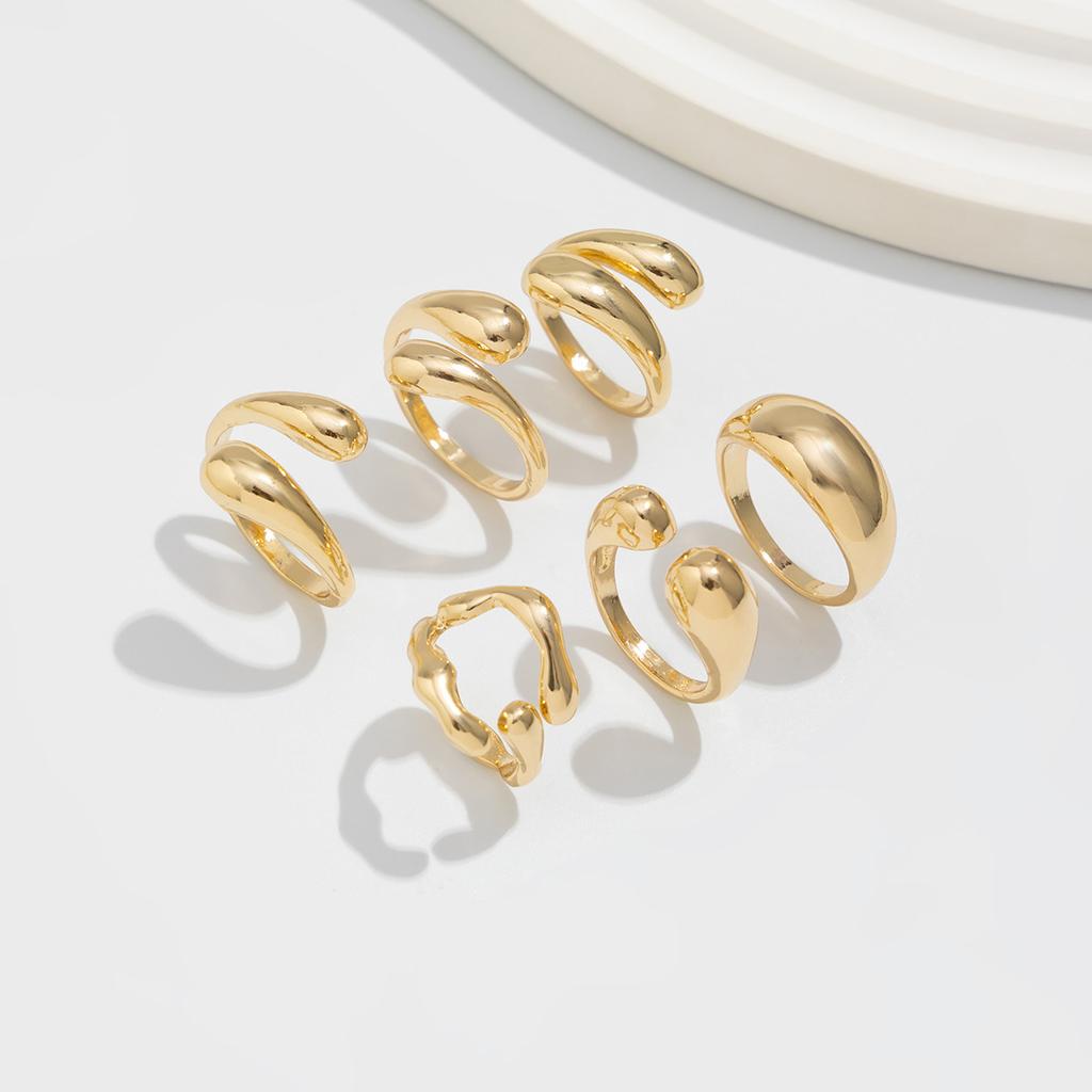 Simple Wide Face Geometric Chunky Ring Set for Women Men Irregularcross Hollow Open Rings Vacation Party Jewelry Charm Gold Silver Color