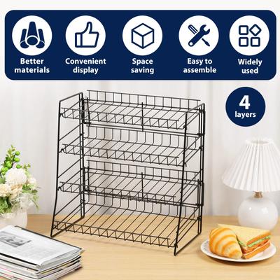 Countertop Metal Snack Stand 4 Tier Multi-purpose Storage Rack Portable Organizer Display Rack for Tabletop Kitchen and Store