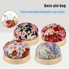 1pc Vintage Embroidery Pin Cushions Half Round Pin Pad With Wooden Base Needle Holder For DIY Craft Sewing Accessories