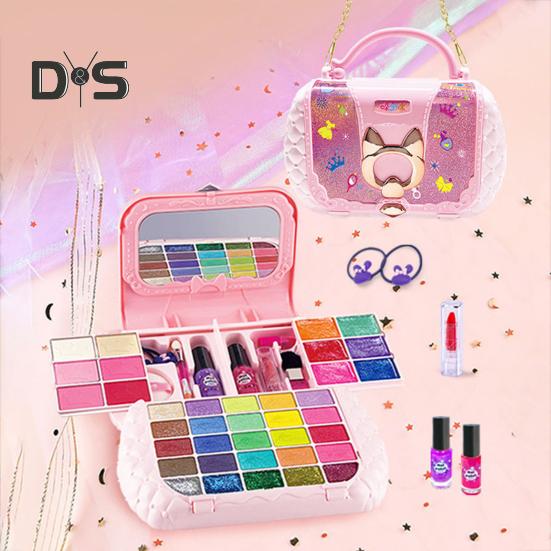 Kinder-Make-up-Set, waschbar, echtes Kosmetik-Set, Eltern-Kind-Make-up-Set, Prinzessinnen-Ankleideset für Weihnachten und Geburtstage, Mädchen im Alter von 7–14 Jahren