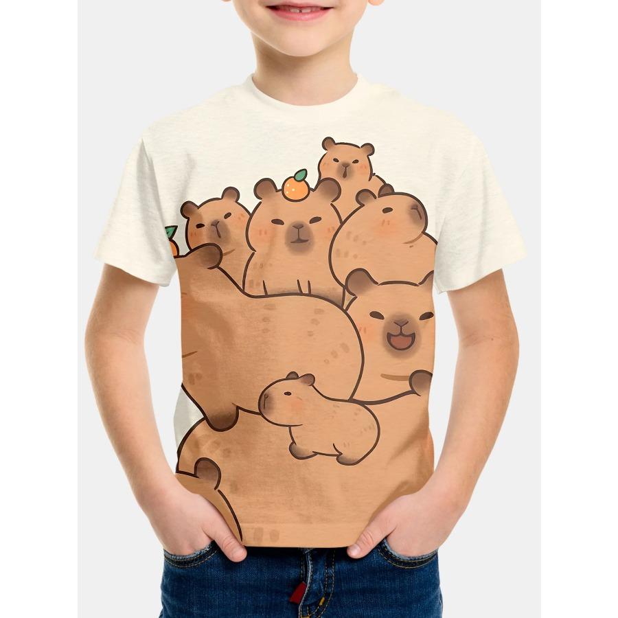 Μπλούζες Παιδικά T-Shirt Καπιμπάρα 3D Εκτύπωση Παιδικά Ρούχα Αγόρια T-Shirt Κοντομάνικο Καλοκαιρινό T-Shirt για Αγόρι Ρούχα Κινουμένων Σχεδίων για Κορίτσι