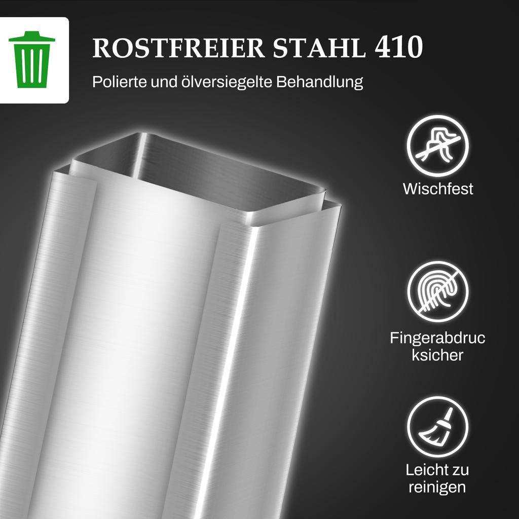 Trash Can 20L, Soft-Close Lid, Deodorant Compartment, Fingerprint-Proof, Stainless Steel, Silver