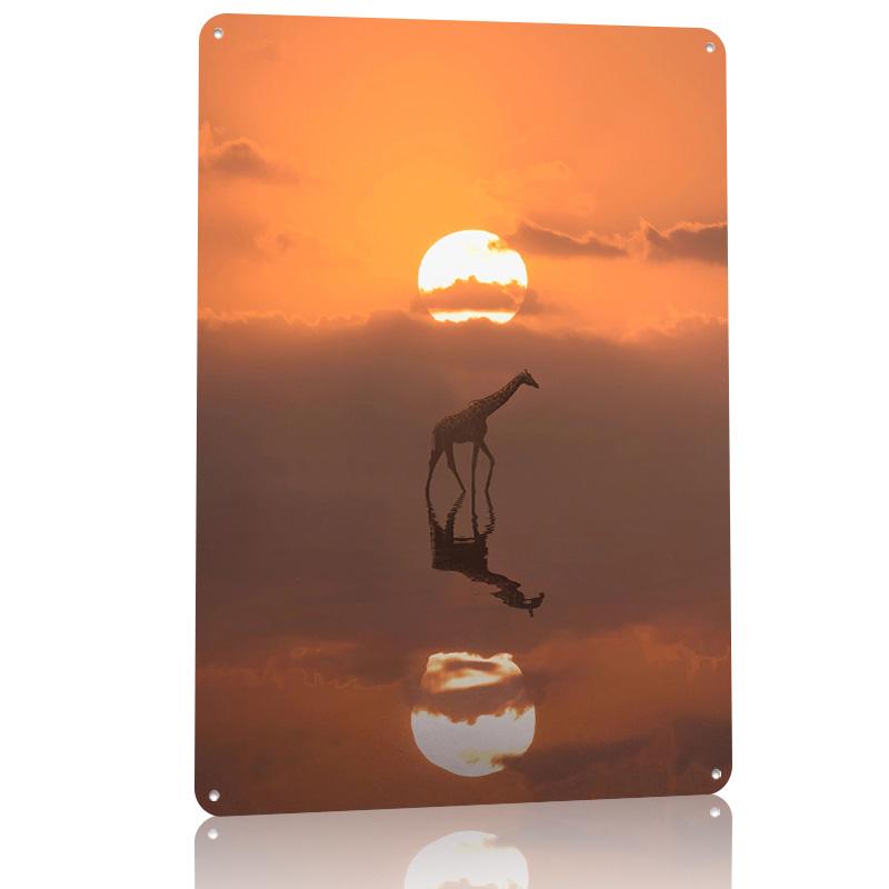 Mirror of Sunny Giraffe Poster Retro D Printed Metal Signs Customized Wall Hanging Gift for Home Decor Accessories Wand Deko