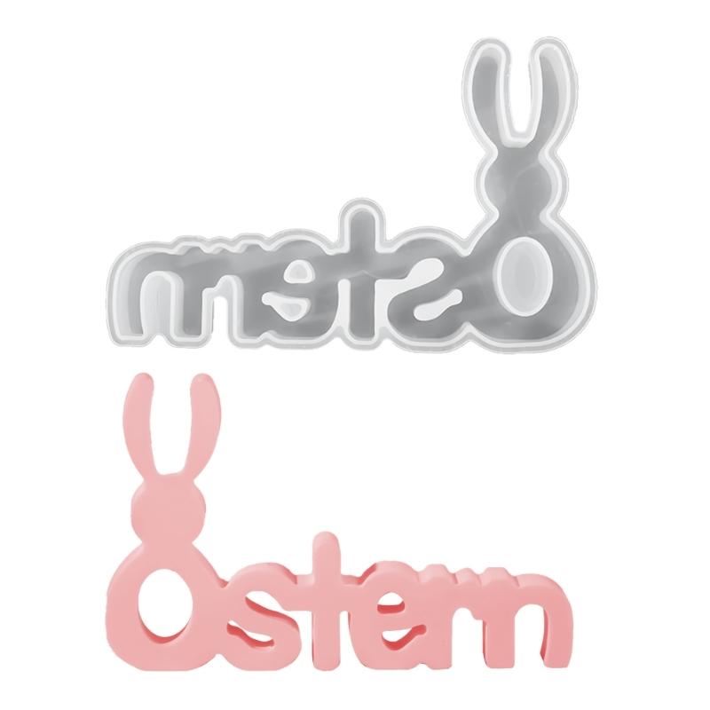Detailed Easter Rabbits and Letter Silicone Mould High Temperatures Resistant Ideal for Crafting Candle 1