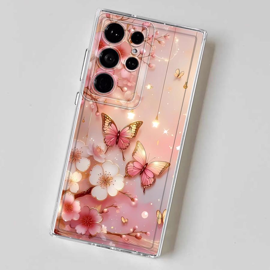 Soft Cover Phone Case for Samsung Galaxy A52s A21s A50 A51 A12 A71 A32 A22 A72 A31 A52 A16 Butterfly & Floral Design
