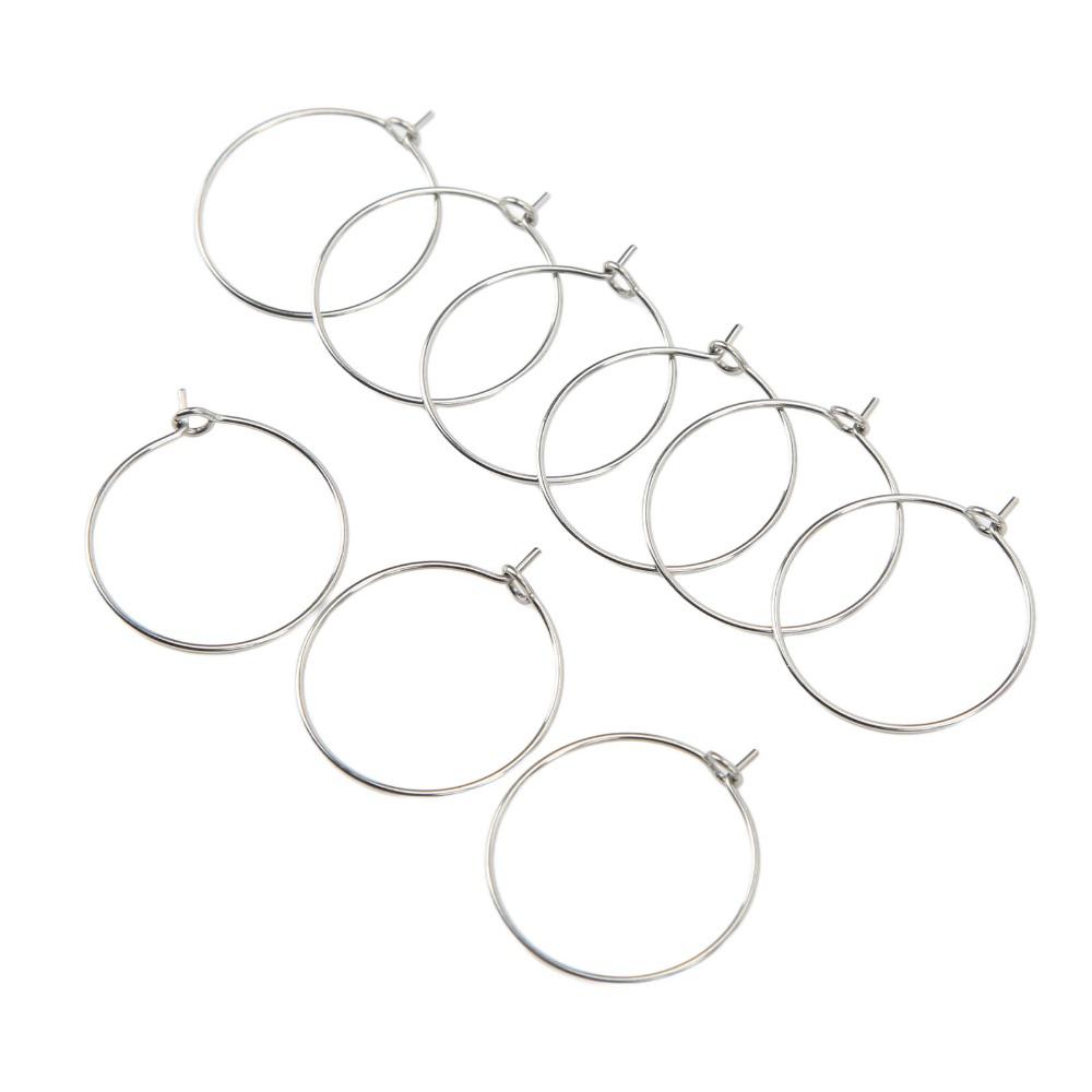 50pcs Stainless Steel Bulk Hoop Earrings Open Hoop Light Weight Wine Glass Rings Silver Round Hoop Ear Wires Party Favor