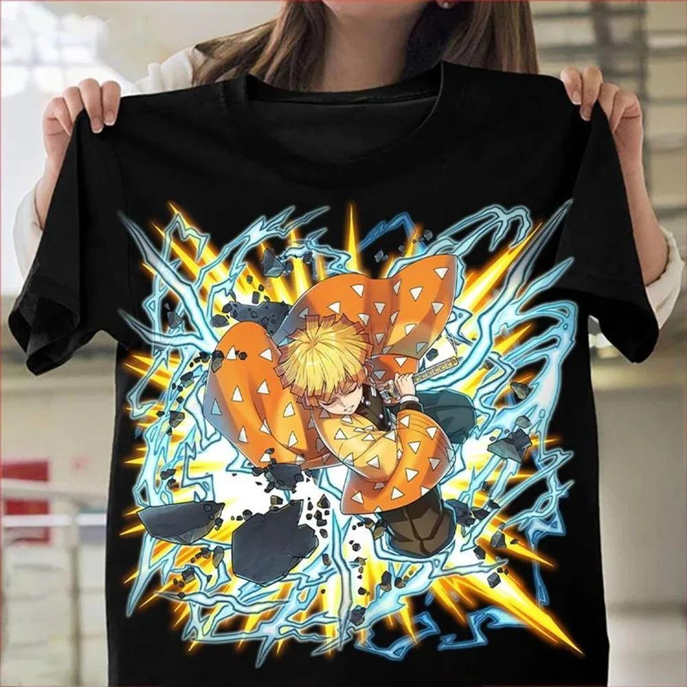 Demon Slayer Tanjiro Kamado (Hinokami Kagura) Ink Wash Style Graphic T-Shirt, Casual Anime Streetwear Tee, Unisex Casual Top