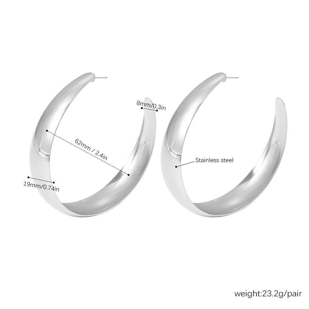 

Серьги-кольца из нержавеющей стали 316L, простые, большие, для женщин, с позолотой 18 карат, с глянцевой поверхностью, гиперболизированные женские серьги-кольца