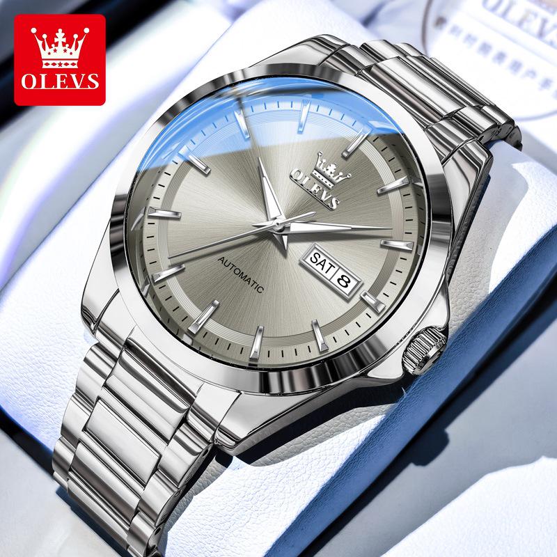 OLEVS Men's Automatic Mechanical Watch - Day/Date, Waterproof, Luminous, Steel Band
