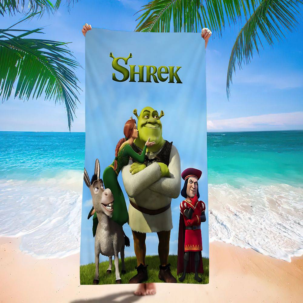 Klassiek Schattig Cartoon S-Shrek Grote Microvezel Strandlakens Sneldrogend Handdoek Zand Strandlakens Zwembad Handdoek Voor Reizen Zwembad Yoga W50*H100(CM)