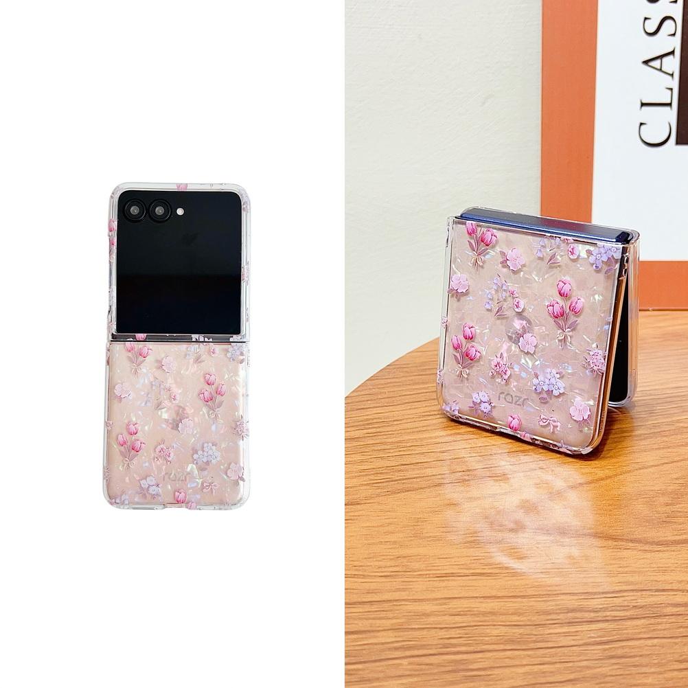 Bellissima custodia con motivo a conchiglia colorata e tulipano laser per Moto Razr 50 Ultra Razr50 Motorola razr + 40 Ultra Cover Protettiva
