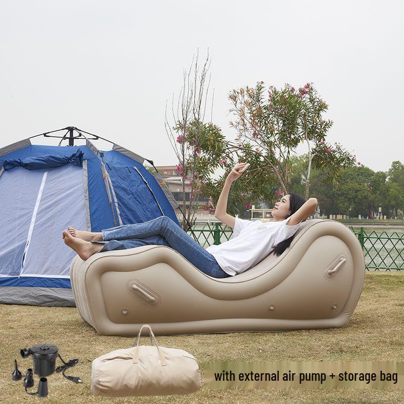 Thickened Foldable Inflatable Sofa Recliner for Outdoor Camping – Lazy Person's Air Bed