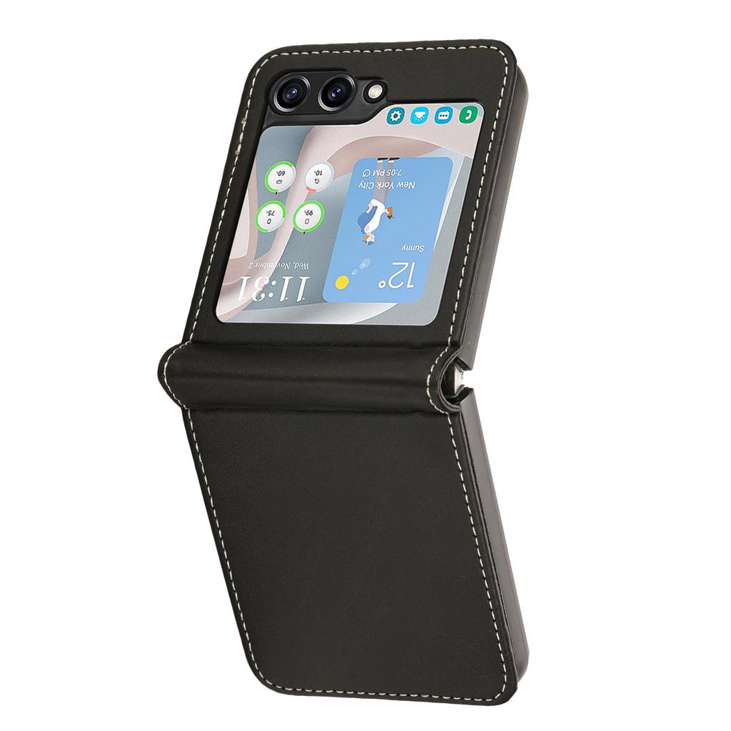 For Samsung Galaxy Z Flip5 5G Case Calf Texture PU Leather Shockproof Phone Cover