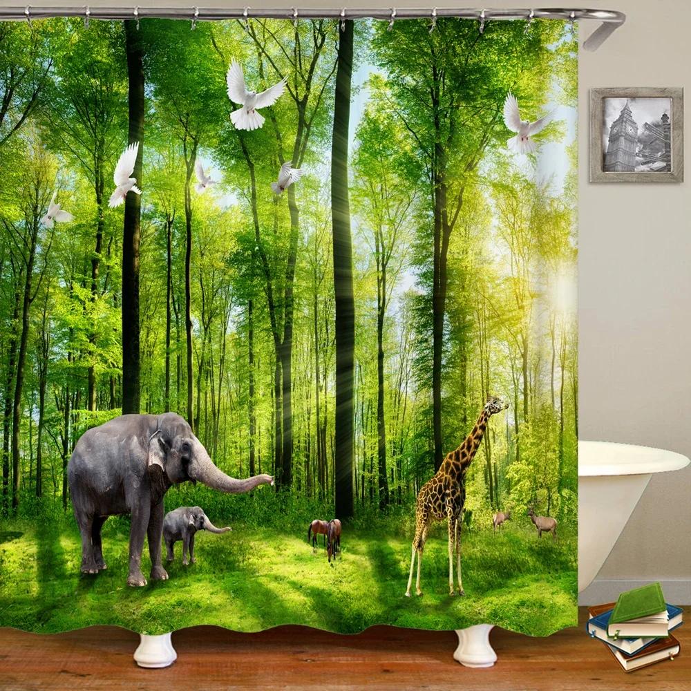 Hoge Kwaliteit Wasbaar Douchegordijn Natuurlandschap 3D Waterdichte Stof Badkamer Decor Groot 240X180 Bedrukt Douchegordijn