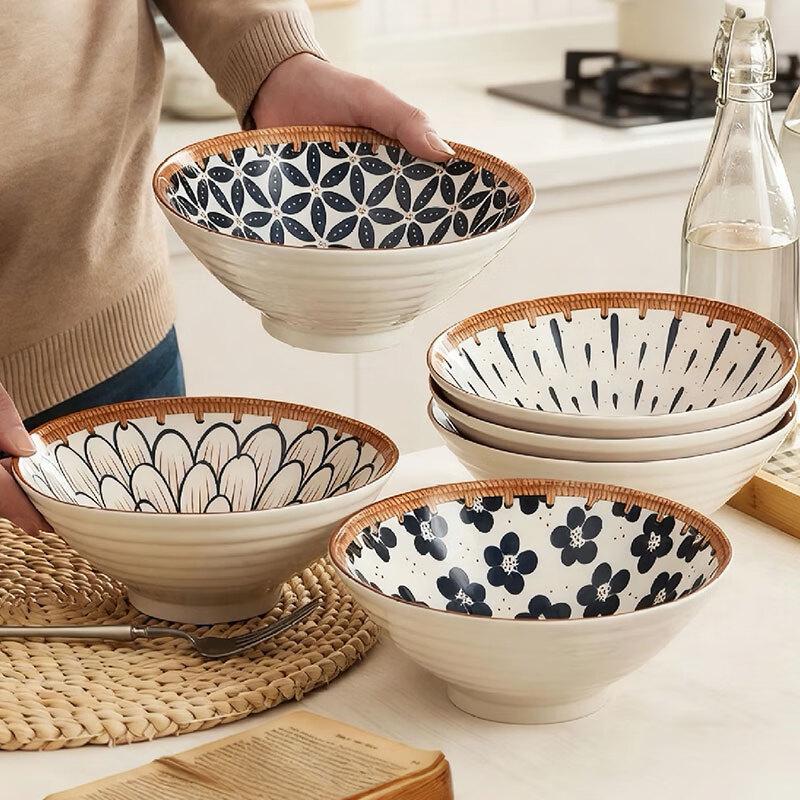 Jiwu Forest Ceramic 8-inch Ramen & Soup Bowl Set