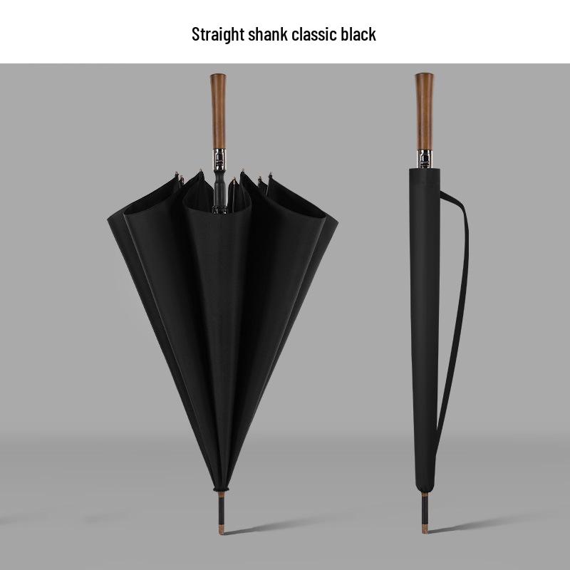 Men's Business Golf Umbrella: Solid Wood Handle, 8-Ribs, Windproof, Automatic, Extra Large, Gift