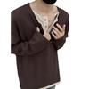 Men's Autumn Korean Style Slim-Fit Henley Long-Sleeve T-Shirt