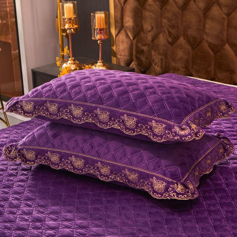 

2 шт. клетчатая бархатная наволочка с кристаллами и застежкой-молнией с рюшами в стиле деко, мягкая и теплая однотонная прямоугольная наволочка 2PC 48x74cm