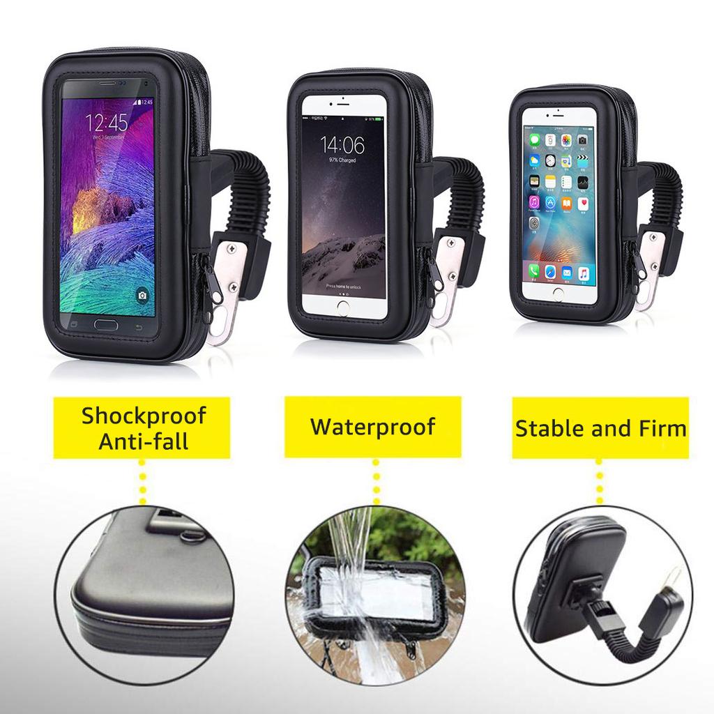 Waterproof Motorcycle Cell Phone Mount Universal Moto Electric Bike Rear View Mirror Phone Holder Stand for iPhone 16 17 Samsung