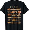 T-shirt Collectionneur Aquarium Eau Douce Tableau des Espèces de Poissons