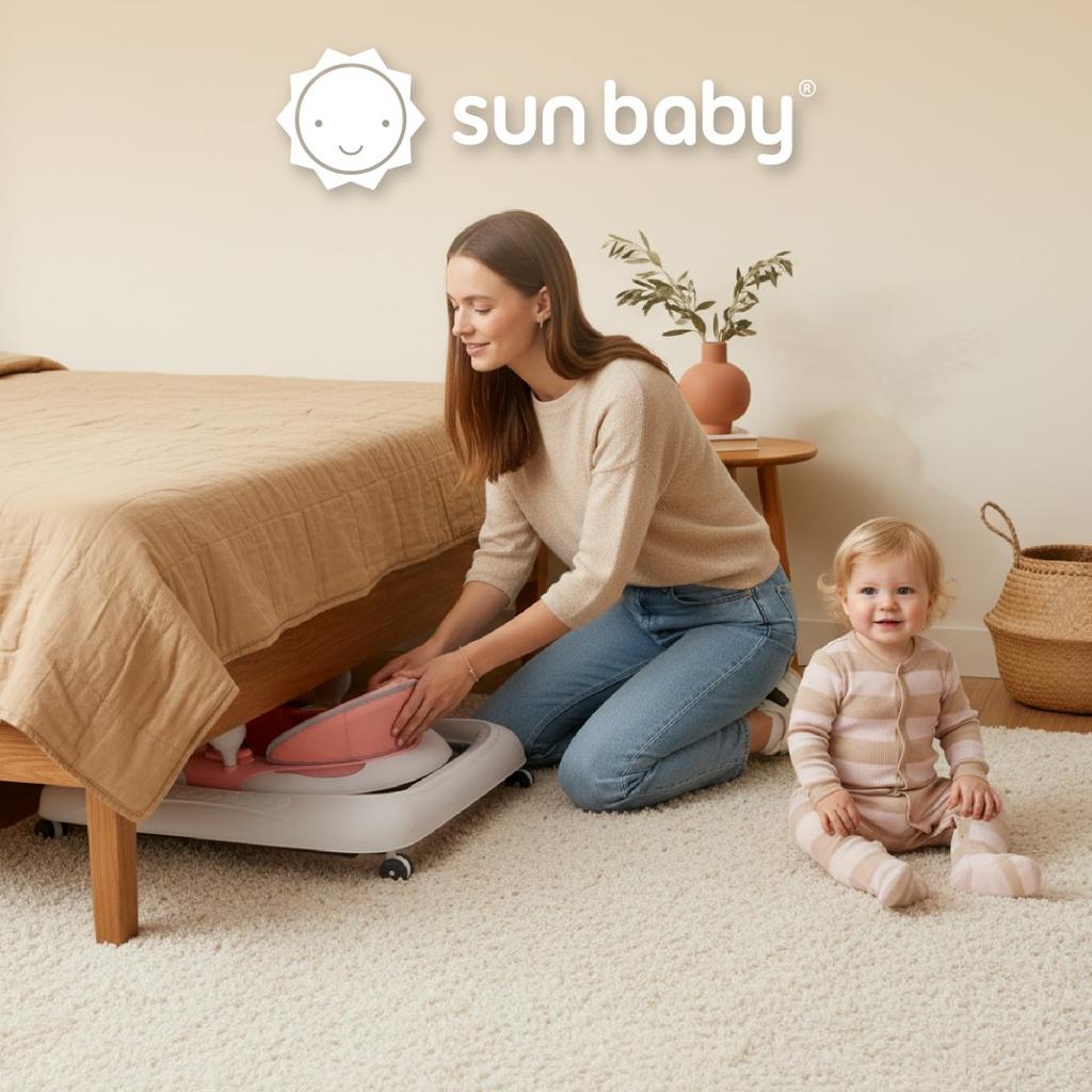 Interaktiver Lauflerner für Babys, höhenverstellbar, Schiebestange, Stopper, Pink und Grau