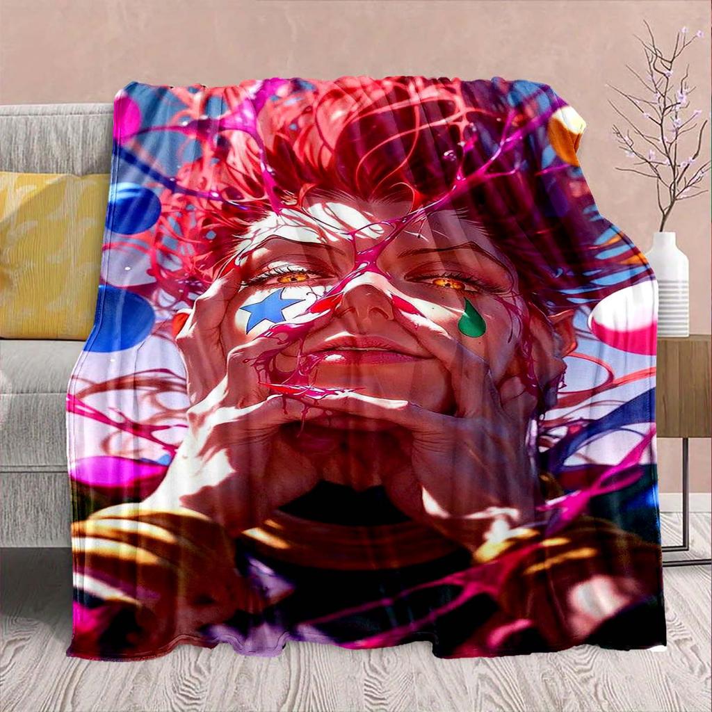 Hunter x Hunter Anime Flannel Blanket – Soft & Warm – Perfect for Sofa, Bedding, Camping, Travel, Office, & Home Decor – QJY
