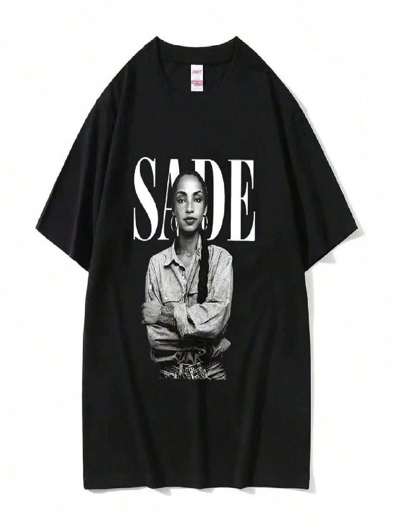 90s Singer S-Sade Print Graphic T Shirt Hip Hop Vintage Short Sleeve T-Shirts 100% Cotton Oversized T-Shirt Streetwear