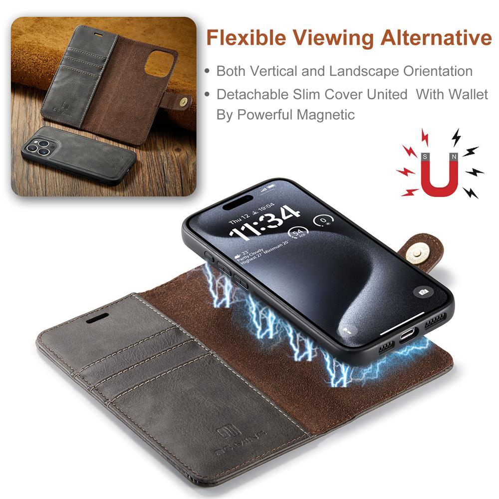 DG.MING Luxury 2 in 1 Detachable Wallet Case for iPhone 16 Pro Max XR XS 11 Pro 12 13 Mini 14 15 Plus 16E Magnetic Flip Cover